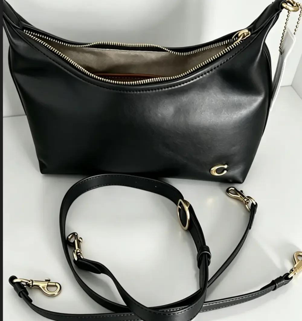 Coach Carry Bag Gold Accent Black Crescent